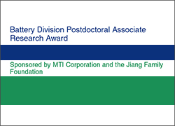 ECS電池研究部首次建立博士后獎，對全球進行新能源研究的博士后開放，此獎是由MTI贊助的